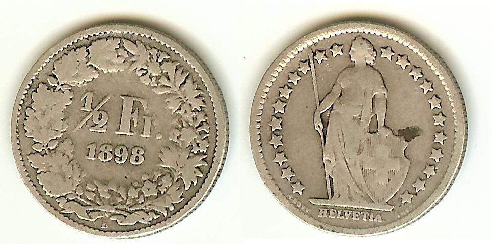 Swiss Half Franc 1898 aVF